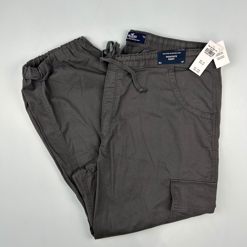 Hollister Adjustable-Rise Parachute Baggy Cargo Pants Grey XXL Short NWT